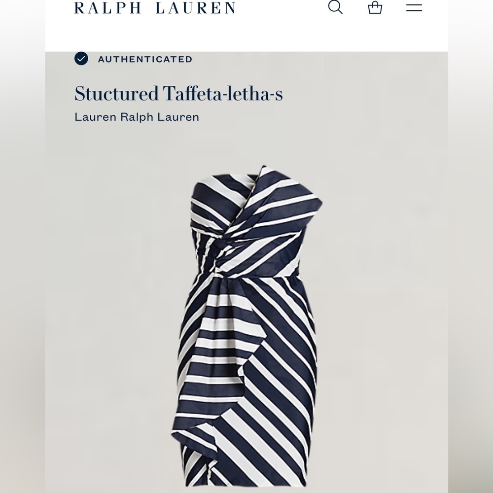 Ralph Lauren NWT Navy White Taffeta Strapless wedding Guest Cocktail Dress SZ 8 - Picture 11 of 17